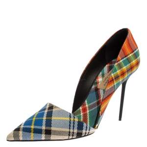 Pre Owned Burberry Multicolor Canvas Virna D'orsay Pointed Toe Pumps Size 40