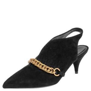 Pre Owned Burberry Black Suede Onwen Slingback Pumps Size 37