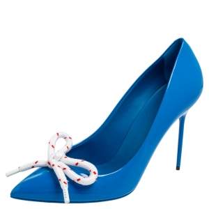 Burberry Blue Patent Leather Finsbury Pumps Size 40