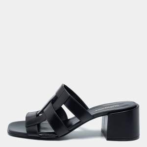 Burberry Black Leather Sandals Size 38