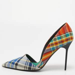 Pre Owned Burberry Multicolor Canvas Virna D'orsay Pointed Toe Pumps Size 40