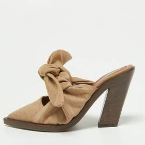 Burberry Brown Fabric Scarf Tie Mules Size 36