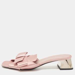 Burberry Pink Satin Bow Mules  Size 41