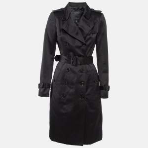 Burberry Prorsum Black Cotton Double Breasted Trench Coat M