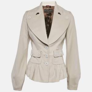 Burberry Prorsum Light Beige Button Front Pleated Jacket S