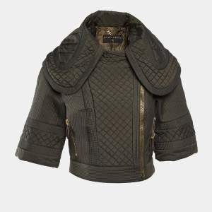 مملوكة مسبقًا Burberry Prorsum Greenish Grey Synthetic Quilted Zip-Up Jacket M
