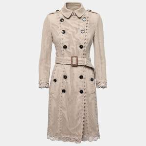 Burberry Prorsum Beige Crochet Overlay Trench Coat S