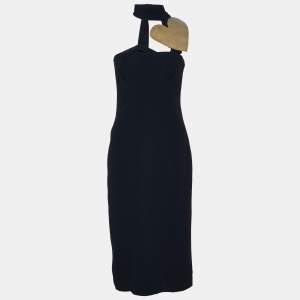Burberry Prorsum Black Crepe Metal Heart Corset Detail Dress M