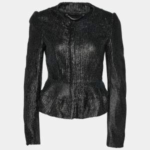 Burberry Prorsum Metallic Embossed Leather Hook Front Jacket S