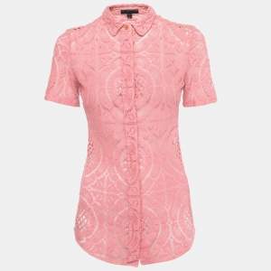 Burberry Prorsum Pink Lace Short Sleeve Shirt S