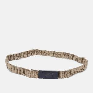 Burberry Gold Gathered Leather Slim Waist Belt 85CM