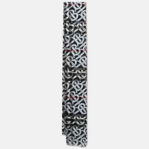 Burberry Blue/White TB Monogram Wool Blend Scarf