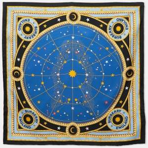 Burberry Blue Astrological Print Silk Square Scarf