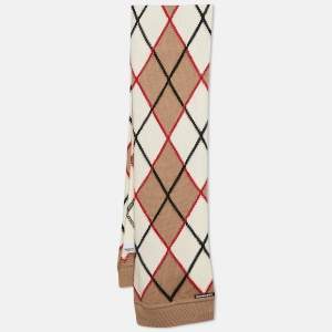 Burberry Beige Argyle Check Wool Rib Knit Muffler 