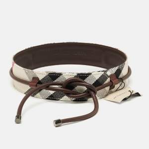 Burberry Beige/Brown Mega Nova Check Canvas and Leather Waist Belt 70 CM