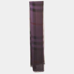 Burberry Purple Checked Chiffon Scarf