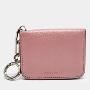 Burberry Pink Leather Motif Card Case Bag Charm