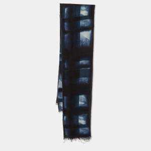 Burberry Blue Checked Silk Scarf