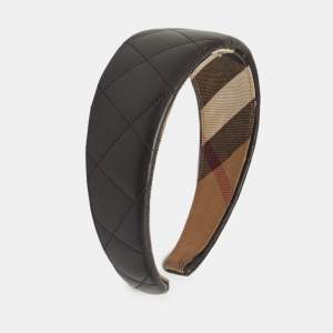 Burberry Brown Quilted Leather Headband 