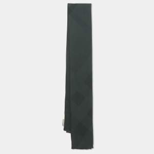 Burberry Dark Green Nova Check Jacquard Silk Stole