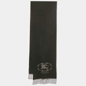 مملوكة مسبقًا Burberry Black Logo Embroidered Cashmere Stole