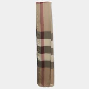 Pre Owned Burberry Beige Check Silk Stole