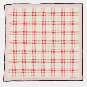 Pre Owned Burberry Pink Checked Cotton Neck/Hand Kerchief