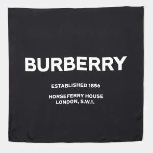 Pre Owned Burberry Black Horseferry inverse Printed Silk Square Scarf