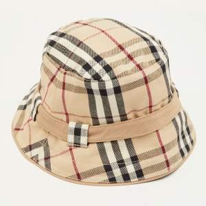 مملوكة مسبقًا Burberry London Beige Vintage Check Cotton Bucket Hat