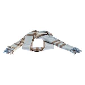 Pre Owned وشاح بربري كشمير مربعات زرقاء فاتح