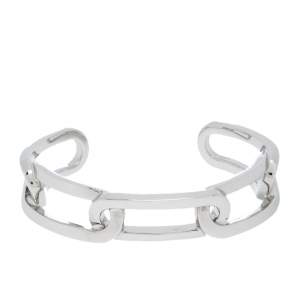Burberry Chain Link Motif Palladium Plated Open Cuff Bracelet L