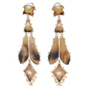 مملوكة مسبقًا Burberry Light Gold Resin Regal Butterfly Drop Earrings