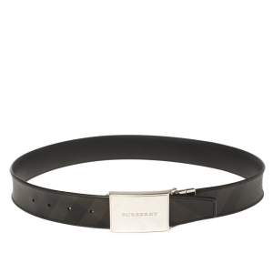 مملوكة مسبقًا Burberry Black/Brown Nova Check Coated Canvas Charles 35 Belt 80CM