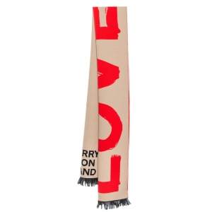 مملوكة مسبقًا Burberry Beige Logo And Love Pattern Wool Jacquard Muffler 