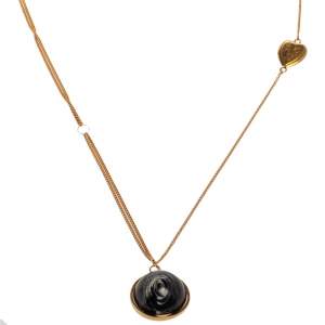 Burberry Gold Plated Heart and Marbled Resin Charm Chain Necklace