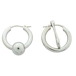 Pre Owned Burberry Palladium Plated Kilt Pin and Ball Charm Hoop Earrings