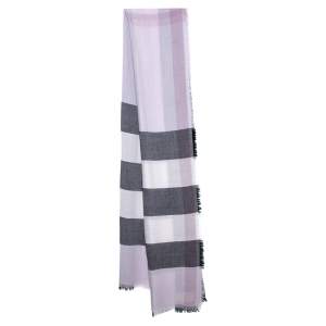 مملوكة مسبقًا Burberry Lavender & Black Check Pattern Cashmere Scarf