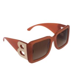 Pre Owned Burberry Orange B Motif 4312 Oversized Square Sunglasses