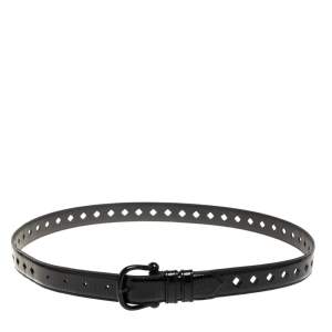 مملوكة مسبقًا حزام بربري إبزيم قصة ليزر دايموند جلد لامع أسود 100 سم