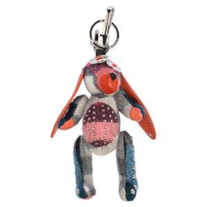 Pre Owned Burberry Multicolor Cashmere and Leather Sandra The Basset Hound Bag Charm/Key Ring