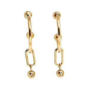 Burberry Crystal Charm Gold Tone Hoop Earrings