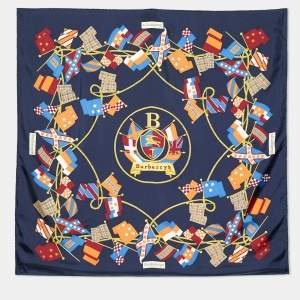 مملوكة مسبقًا Burberry Vintage Flags Print Silk Scarf
