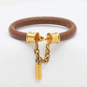 Burberry Brown Leather Gold Tone Bracelet 