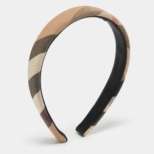 Burberry Beige Nova Check Canvas Narrow Headband