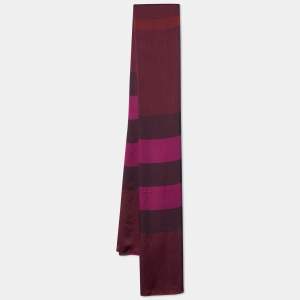 Burberry Purple Checkered Silk Scarf