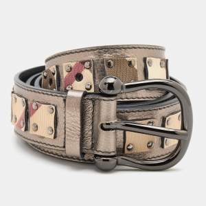 Burberry Multicolor Leather and Nova Check Coated Canvas Buckle Belt