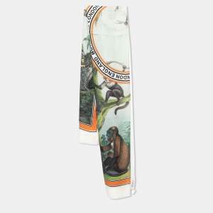 Pre Owned Burberry Opal Green Monkey Print Cashmere Scarf