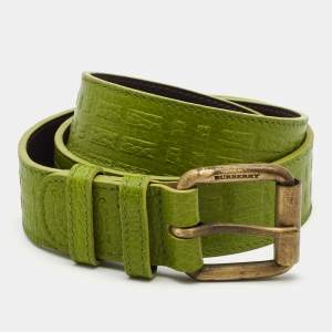 Burberry Green Leather Buckle Belt 80CM
