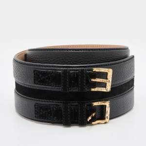 Burberry Black Leather Double Buckle Belt 75CM