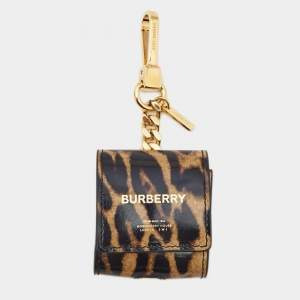 Burberry Black/Brown Printed Leather Earphone Case